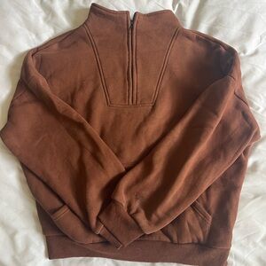 Brown Quarter-Zip Sweater